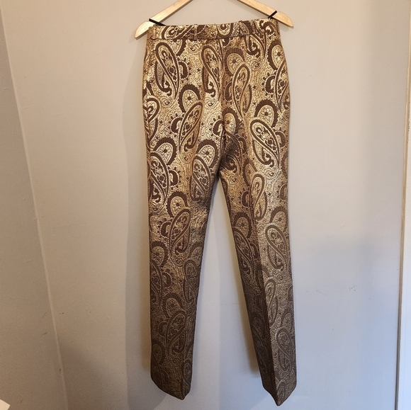 Celine Designer Vintage Gold Paisley Brocade Silk-Lined Pants | FR 40 - Picture 6 of 12